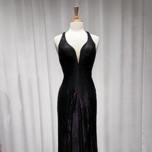 NEW LONG FORMAL SLEEVELESS SHEATH STRAPPED GLITTER DRESS W/ ZIPPER BACK CD B1209
